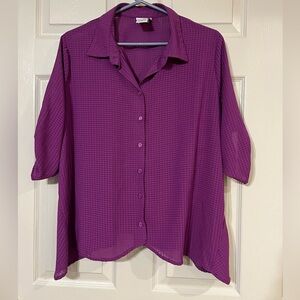 BonWorth Women’s Sharkbite Purple Button-Down Shirt Medium Petite
